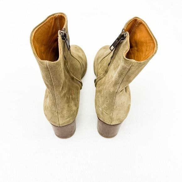 Isabel Marant Olive Suede Leather Round Heel Ankle Booties Size 40 - Picture 2 of 6